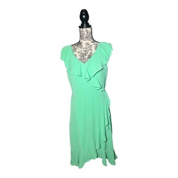 London Times ruffle faux wrap midi dress size 10, new with tags! - Picture 6 of 9